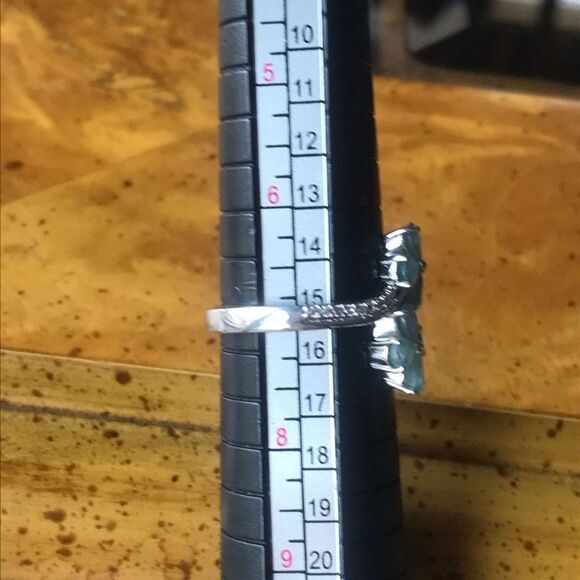 Natural Grandidierite Sterling Silver Flower Bypass Ring Size 7 - Picture 5 of 9